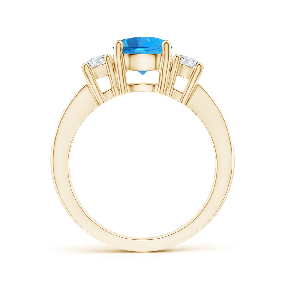 7mm AAAA Classic Three Stone Round Swiss Blue Topaz and Diamond Engagement Ring in Yellow Gold side 199