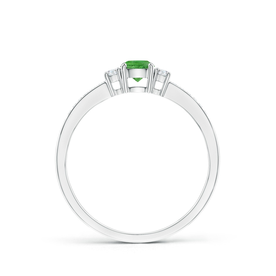 4mm AA Classic Three Stone Tsavorite and Diamond Ring in White Gold side 199