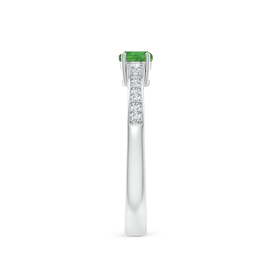 4mm AA Classic Three Stone Tsavorite and Diamond Ring in White Gold side 299