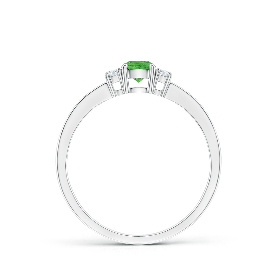 4mm AAA Classic Three Stone Tsavorite and Diamond Ring in White Gold side-1