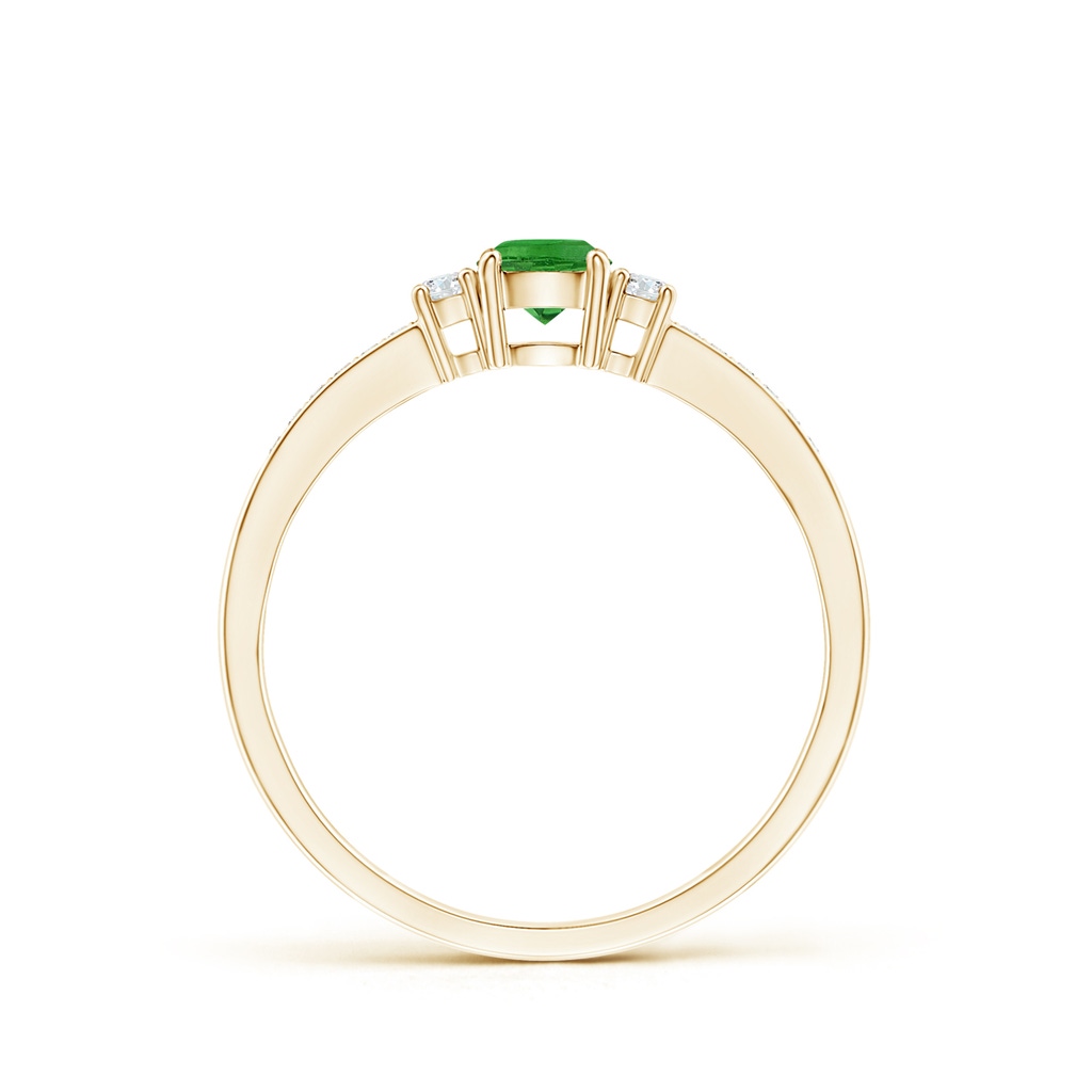 4mm AAAA Classic Three Stone Tsavorite and Diamond Ring in Yellow Gold - side 199