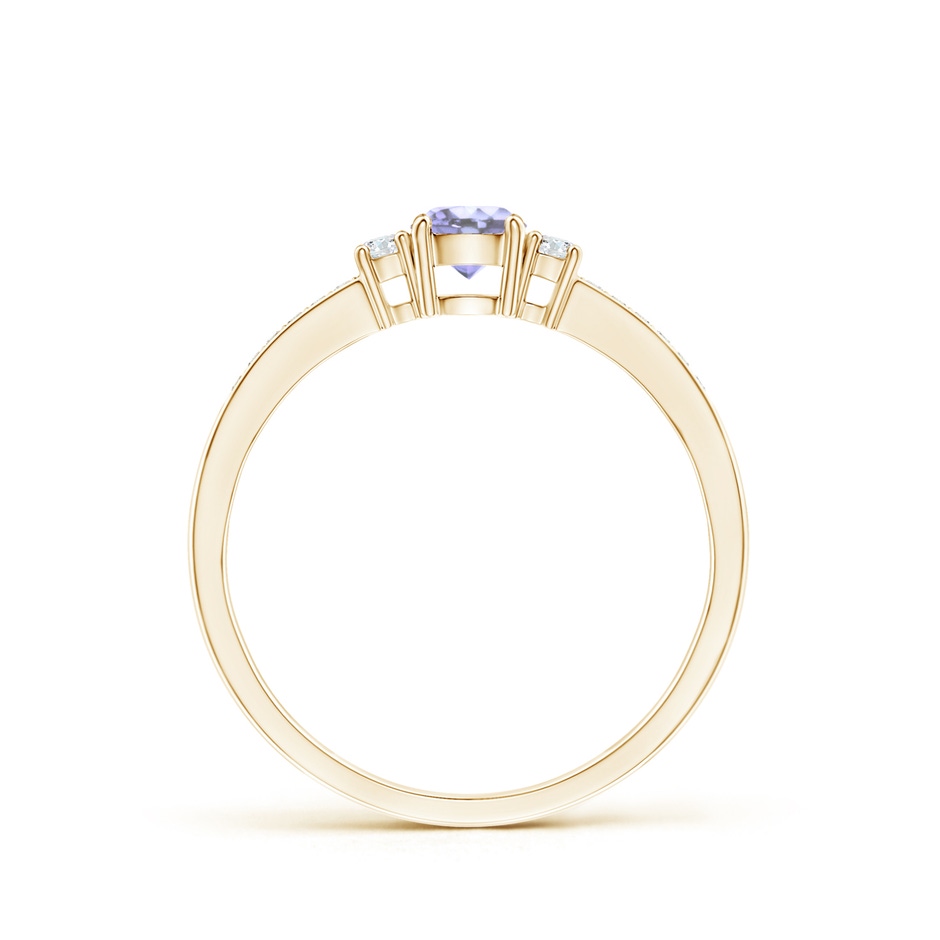 4mm A Classic Three Stone Tanzanite and Diamond Ring in Yellow Gold side-1