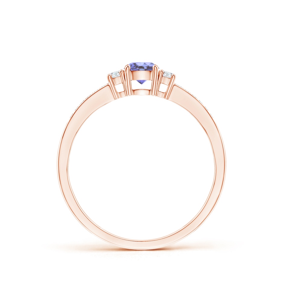 4mm AA Classic Three Stone Tanzanite and Diamond Ring in Rose Gold side-1
