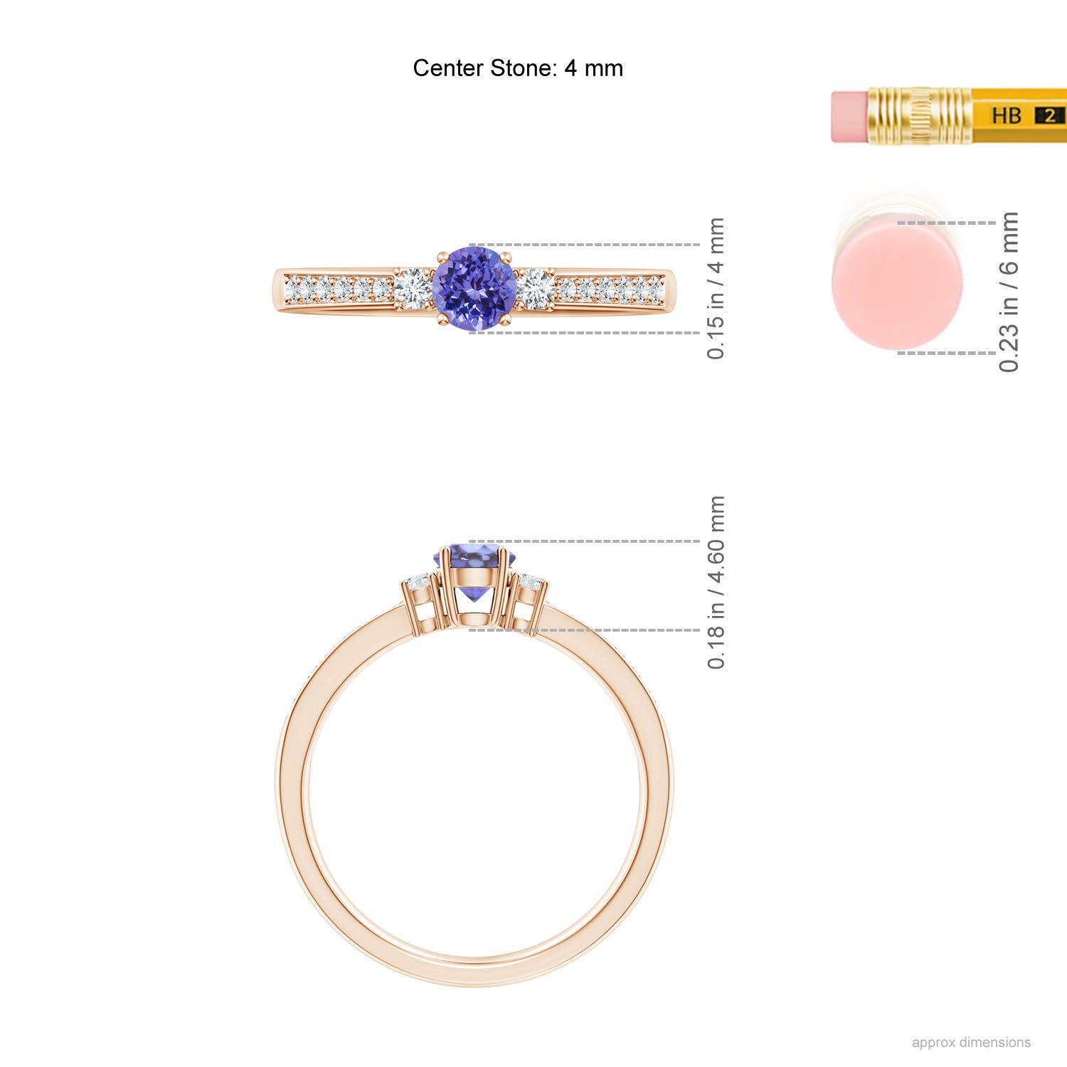 AA - Tanzanite / 0.38 CT / 14 KT Rose Gold