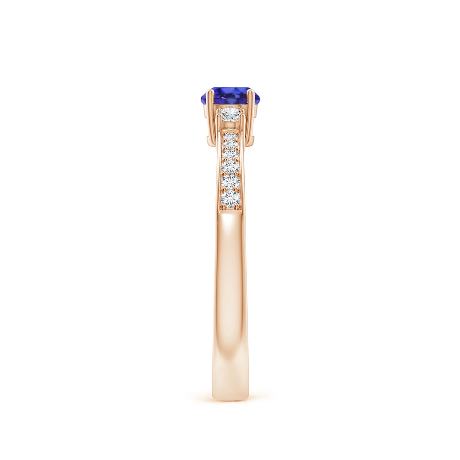 4mm AAAA Classic Three Stone Tanzanite and Diamond Ring in Rose Gold side-2