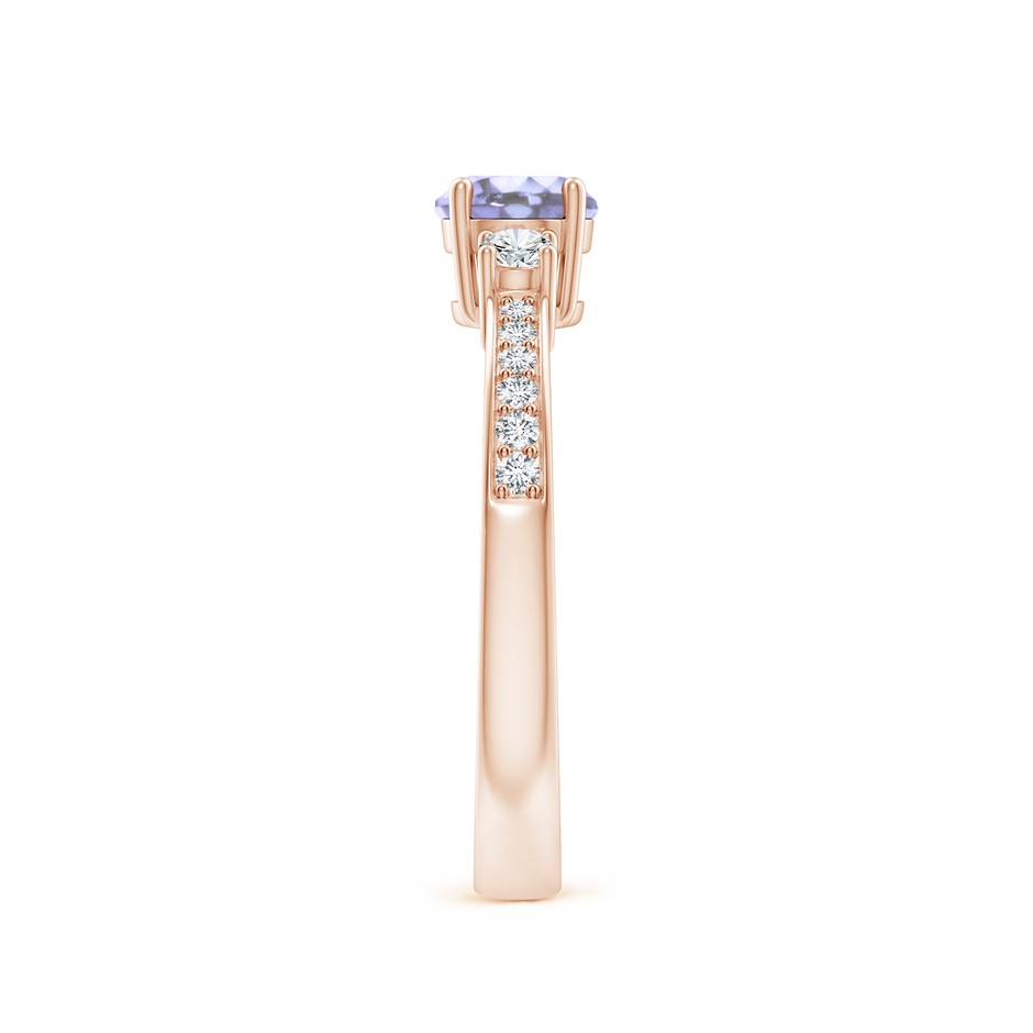 5mm A Classic Three Stone Tanzanite and Diamond Ring in Rose Gold side-2