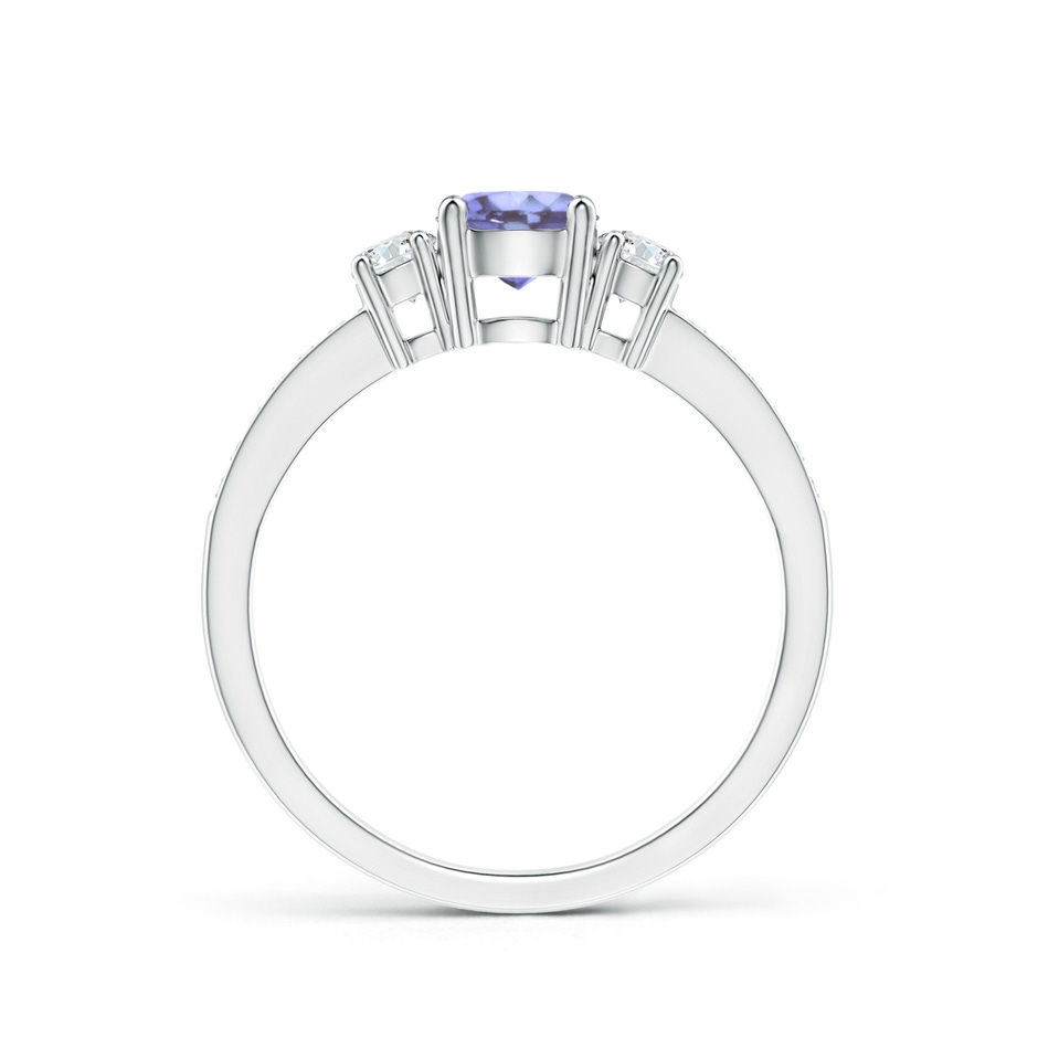 5mm A Classic Three Stone Tanzanite and Diamond Ring in White Gold side-1