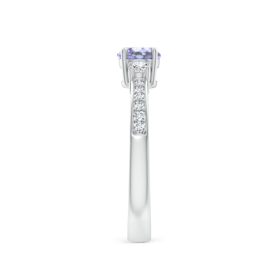 5mm A Classic Three Stone Tanzanite and Diamond Ring in White Gold side-2