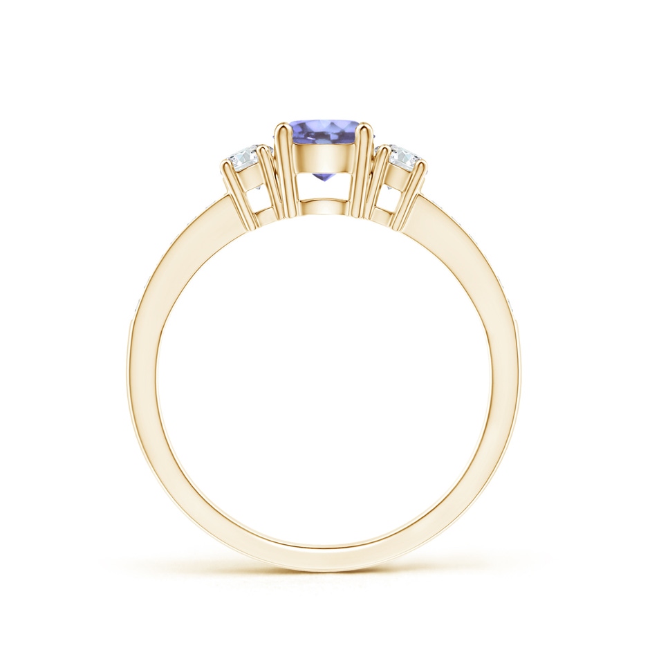 5mm A Classic Three Stone Tanzanite and Diamond Ring in Yellow Gold side-1
