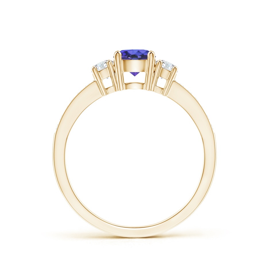 5mm AAA Classic Three Stone Tanzanite and Diamond Ring in 9K Yellow Gold product image