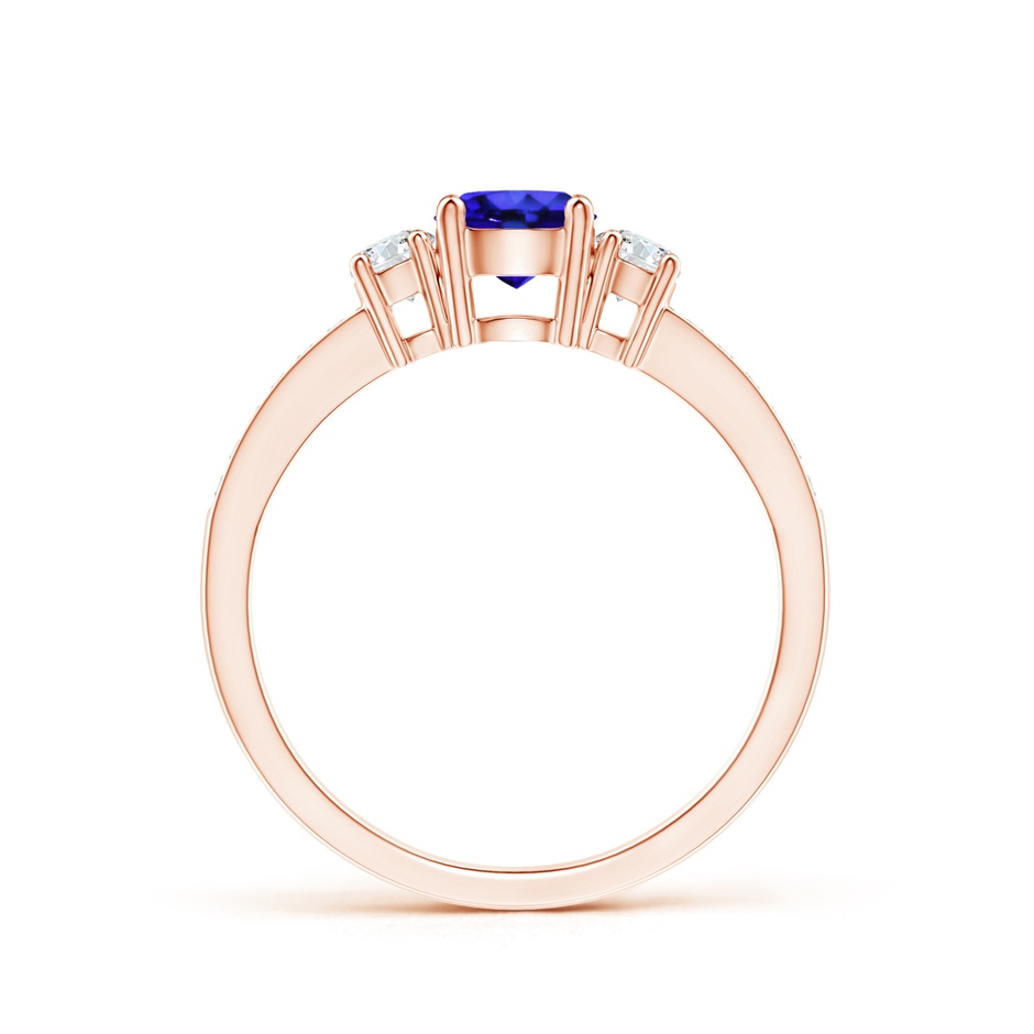 5mm AAA Classic Three Stone Tanzanite and Diamond Ring in Rose Gold side-1
