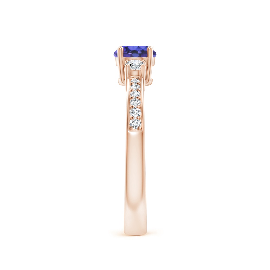 5mm AAA Classic Three Stone Tanzanite and Diamond Ring in Rose Gold side-2