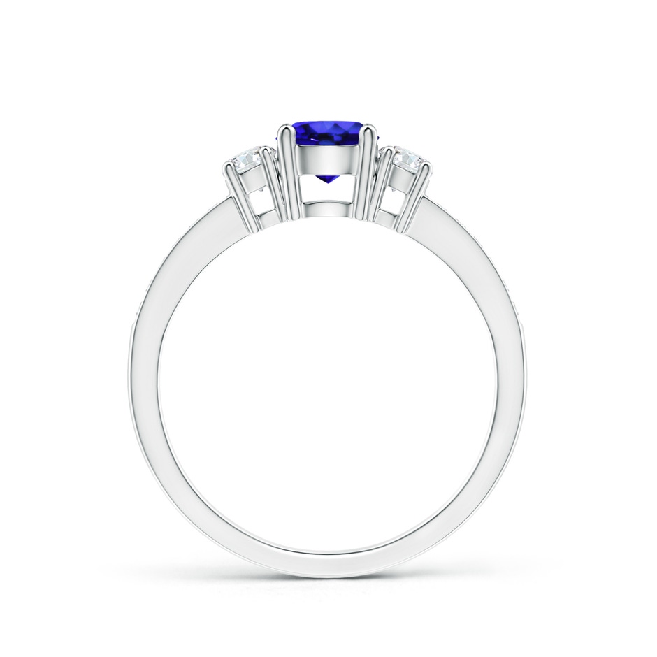 5mm AAA Classic Three Stone Tanzanite and Diamond Ring in White Gold side-1