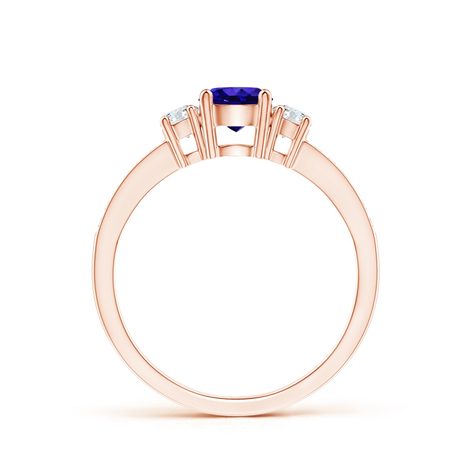 5mm AAAA Classic Three Stone Tanzanite and Diamond Ring in Rose Gold side-1