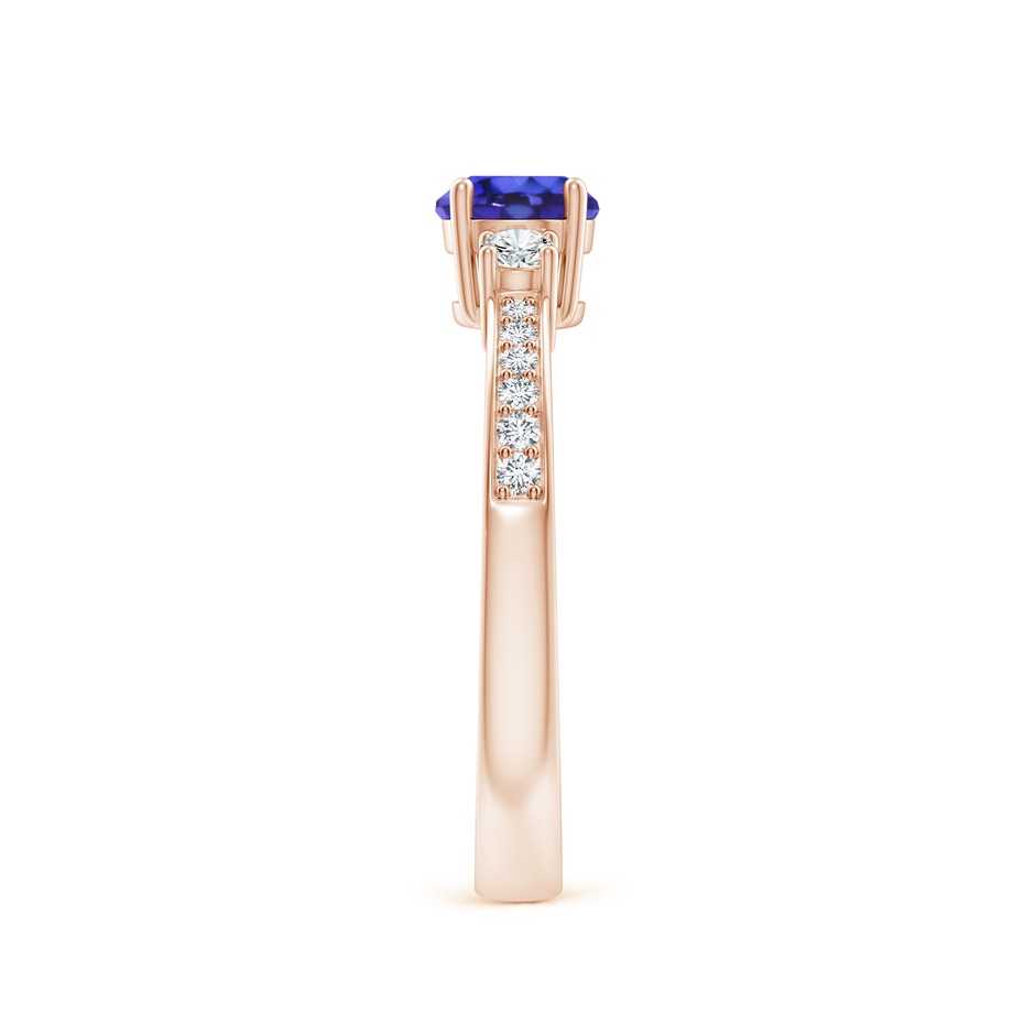 5mm AAAA Classic Three Stone Tanzanite and Diamond Ring in Rose Gold side-2