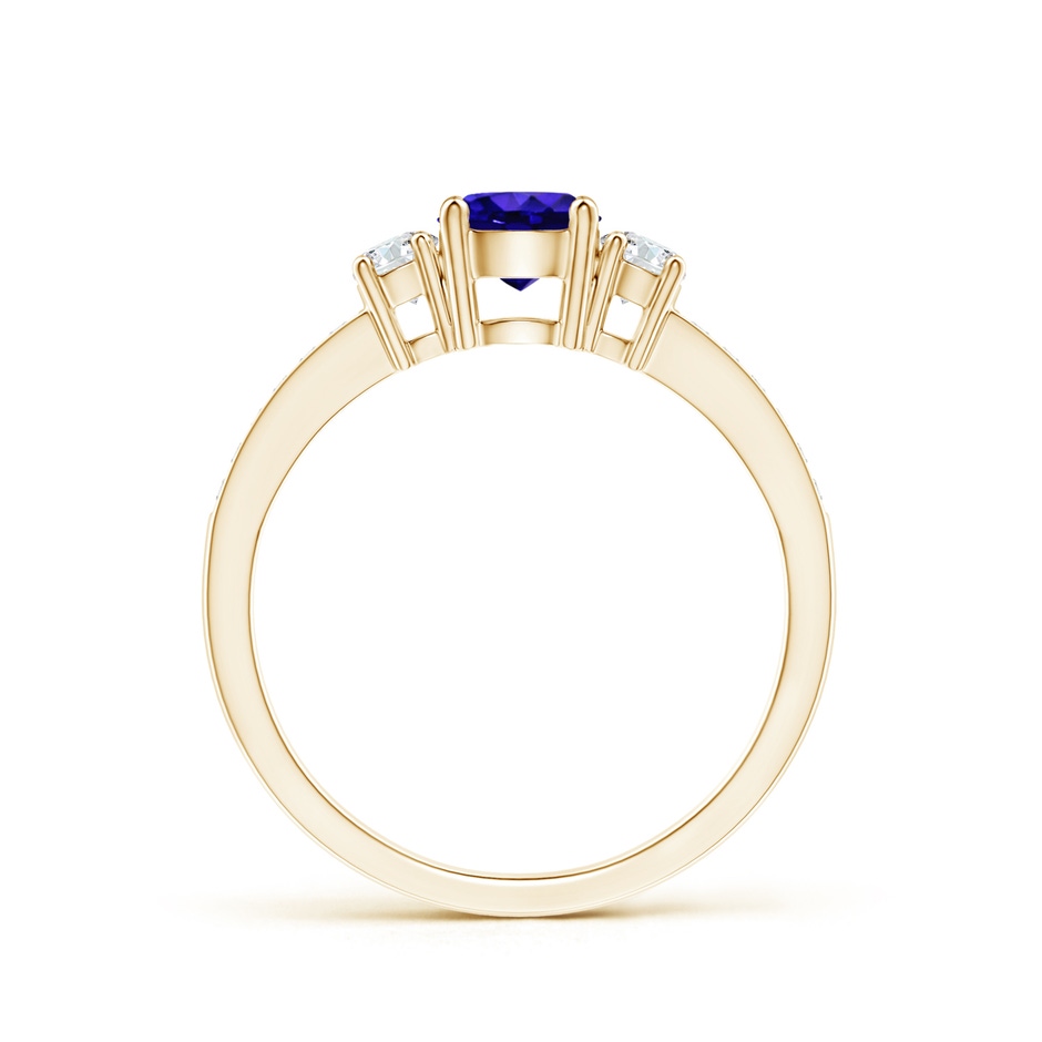 5mm AAAA Classic Three Stone Tanzanite and Diamond Ring in Yellow Gold side-1