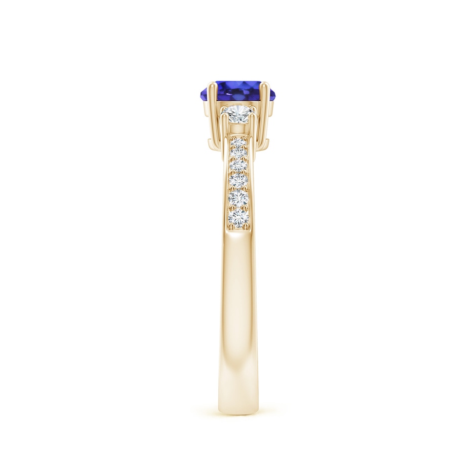 5mm AAAA Classic Three Stone Tanzanite and Diamond Ring in Yellow Gold side-2