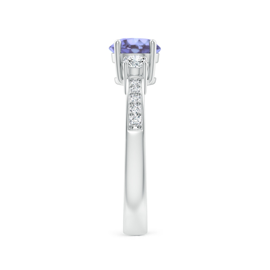 6mm A Classic Three Stone Tanzanite and Diamond Ring in White Gold side-2