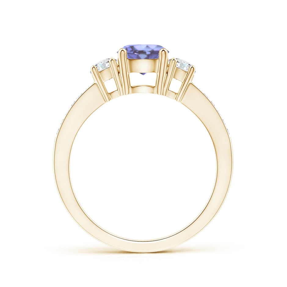 6mm A Classic Three Stone Tanzanite and Diamond Ring in Yellow Gold side-1
