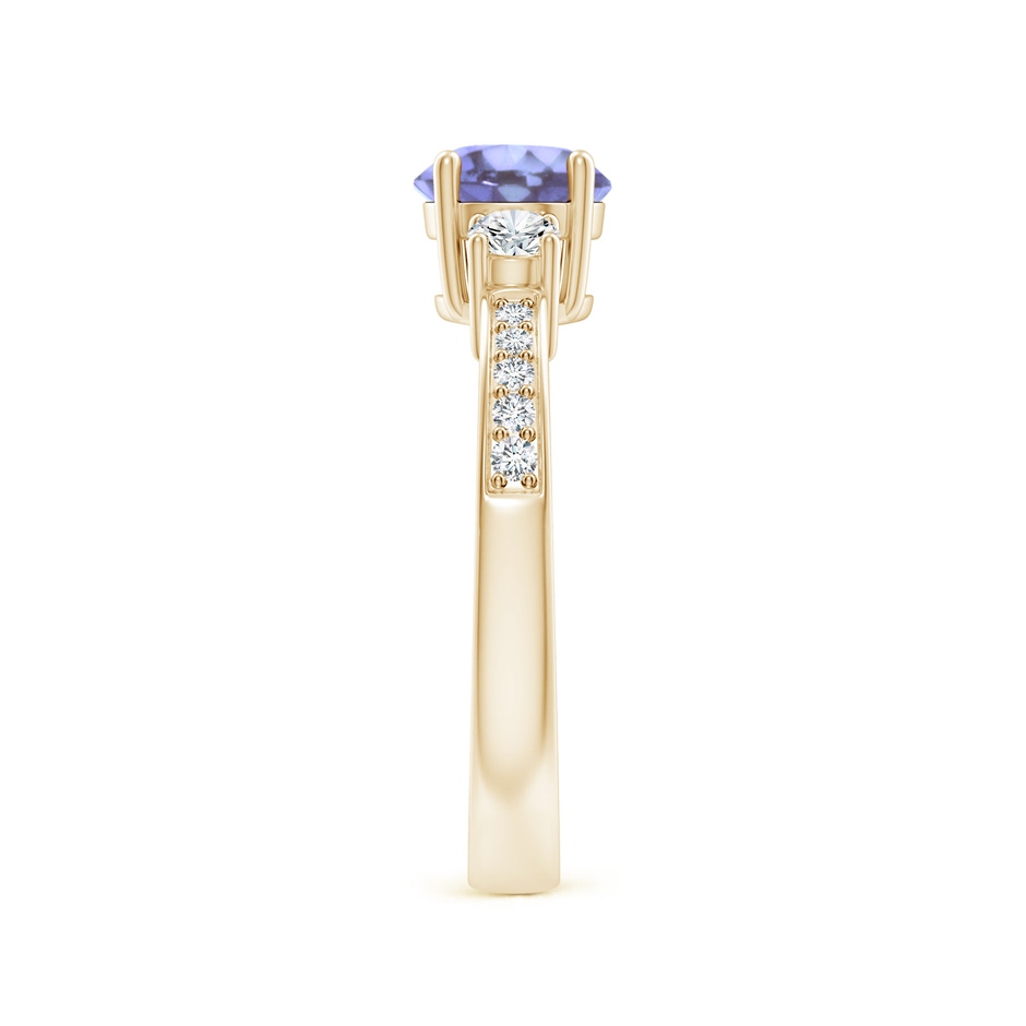 6mm A Classic Three Stone Tanzanite and Diamond Ring in Yellow Gold side-2