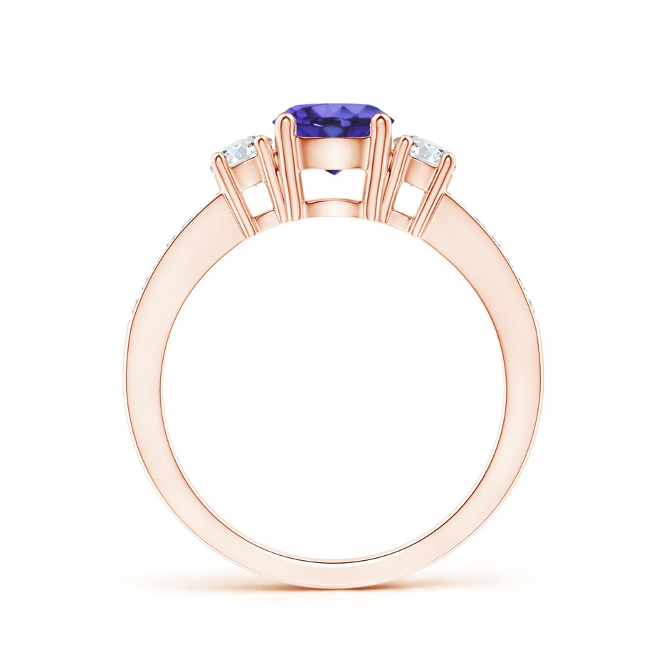 6mm AA Classic Three Stone Tanzanite and Diamond Ring in Rose Gold side-1