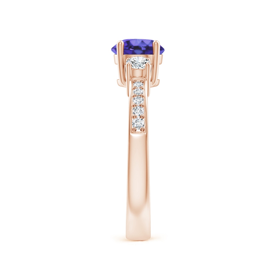 6mm AA Classic Three Stone Tanzanite and Diamond Ring in Rose Gold side-2
