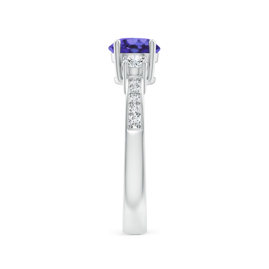 6mm AA Classic Three Stone Tanzanite and Diamond Ring in White Gold side-2