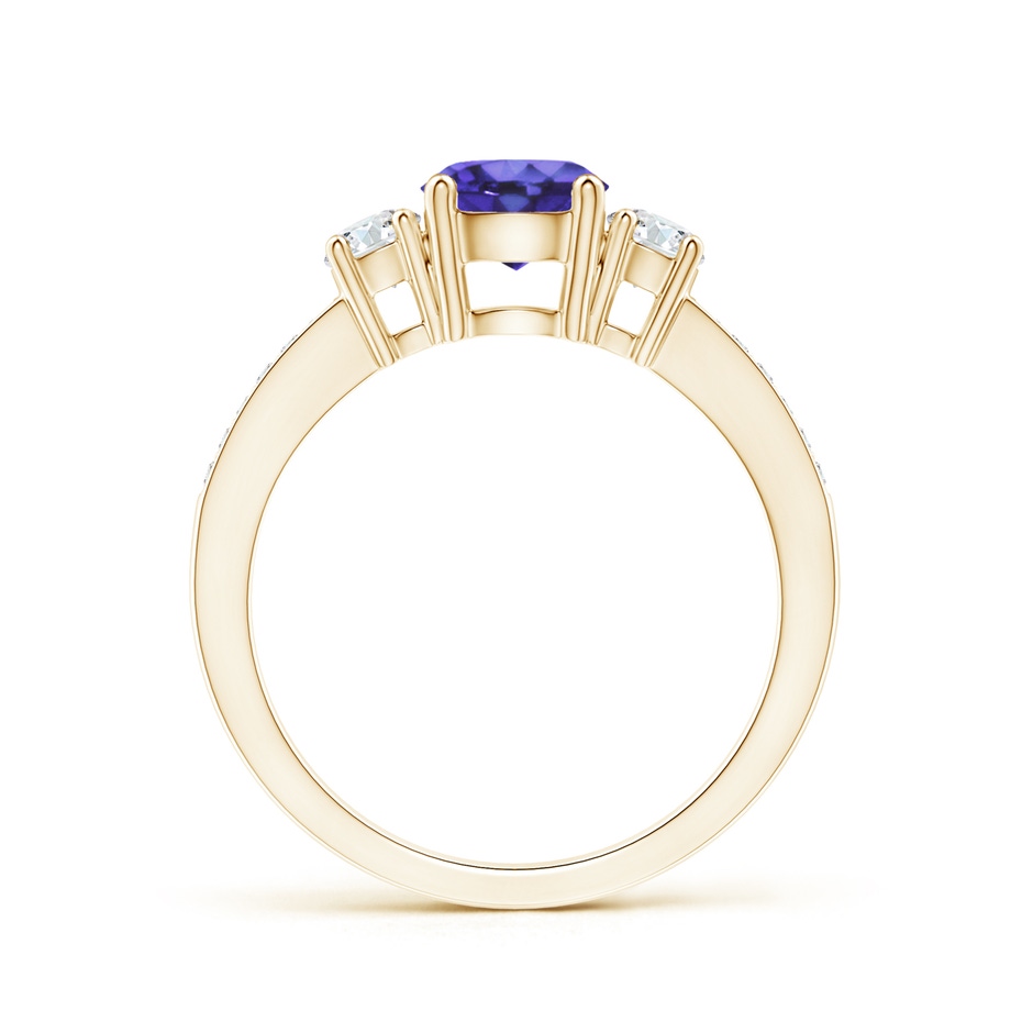 6mm AA Classic Three Stone Tanzanite and Diamond Ring in Yellow Gold side-1