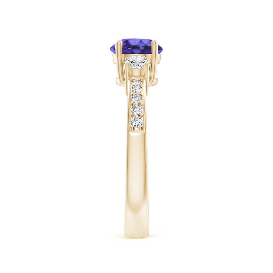 6mm AA Classic Three Stone Tanzanite and Diamond Ring in Yellow Gold side-2