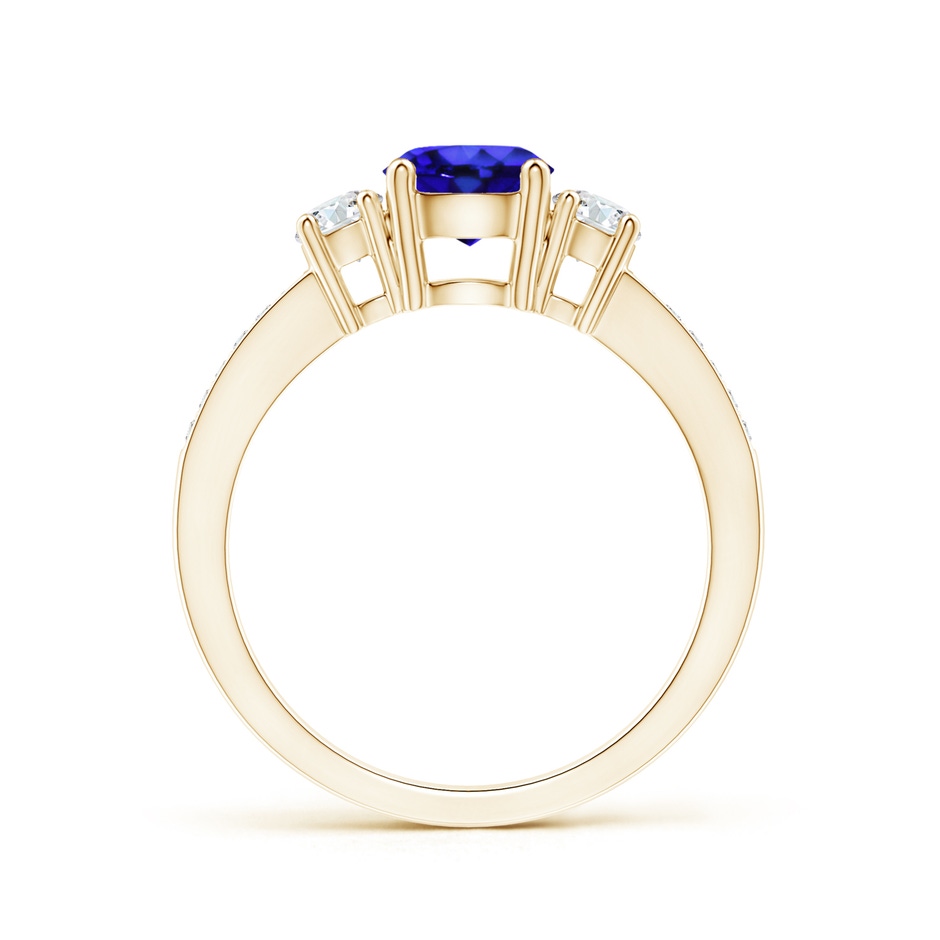 6mm AAA Classic Three Stone Tanzanite and Diamond Ring in Yellow Gold side-1