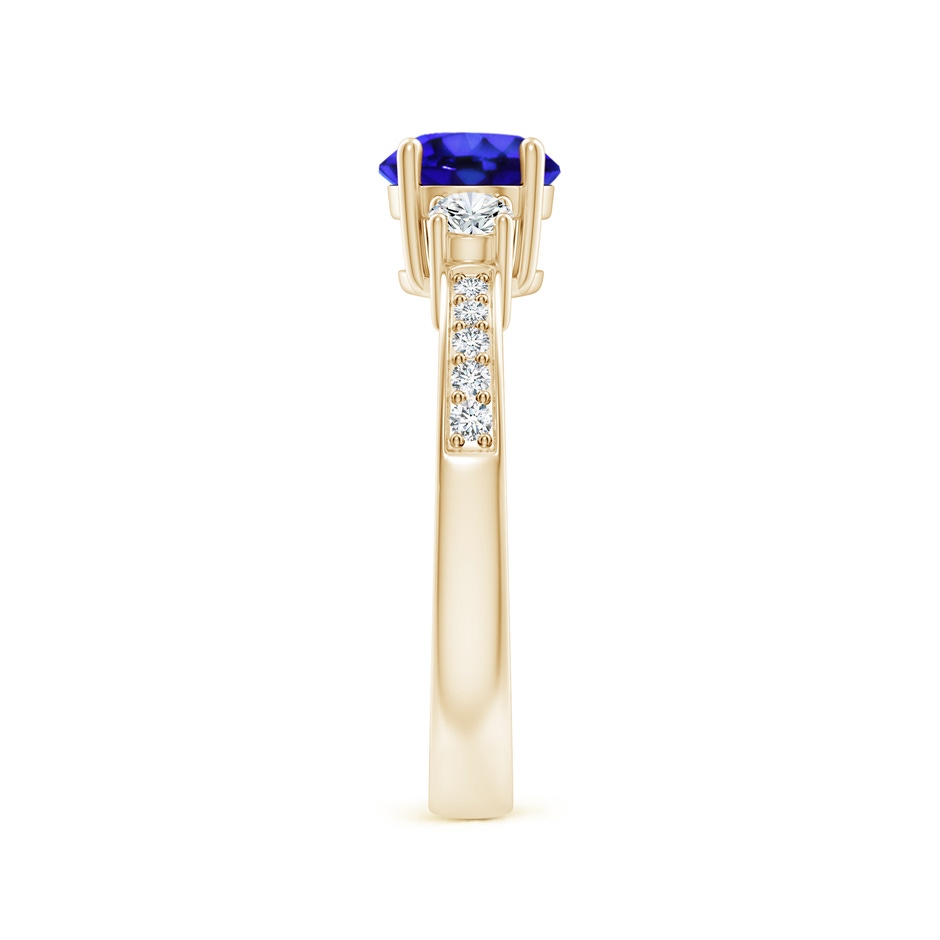 6mm AAA Classic Three Stone Tanzanite and Diamond Ring in Yellow Gold side-2