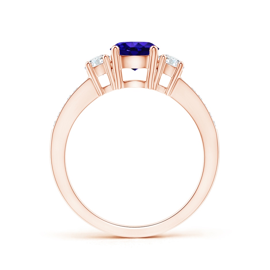 6mm AAAA Classic Three Stone Tanzanite and Diamond Ring in Rose Gold side-1