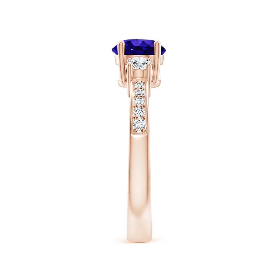 6mm AAAA Classic Three Stone Tanzanite and Diamond Ring in Rose Gold side-2