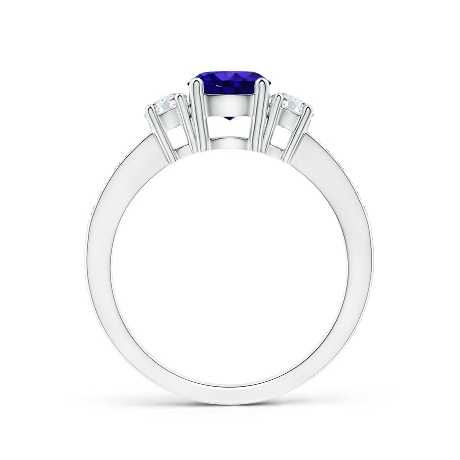6mm AAAA Classic Three Stone Tanzanite and Diamond Ring in White Gold side-1