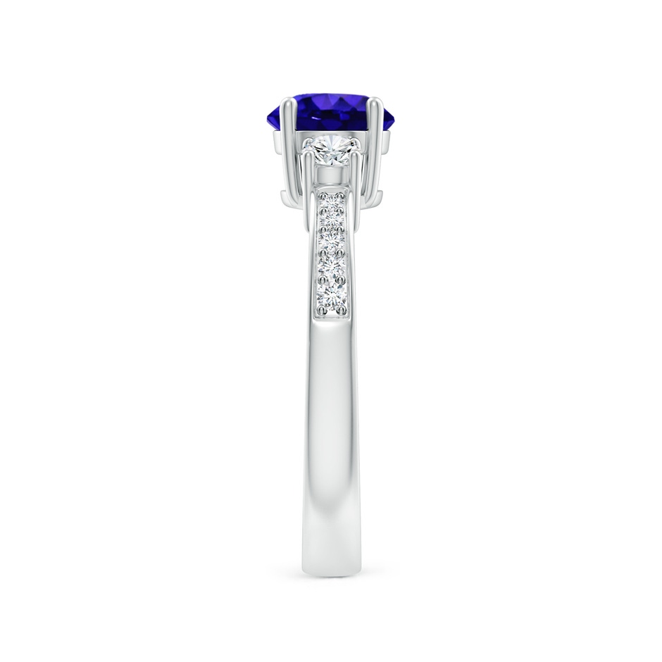 6mm AAAA Classic Three Stone Tanzanite and Diamond Ring in White Gold side-2