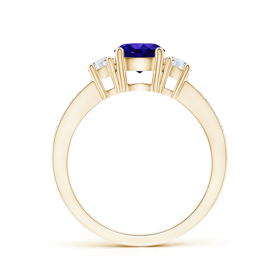 6mm AAAA Classic Three Stone Tanzanite and Diamond Ring in Yellow Gold side-1