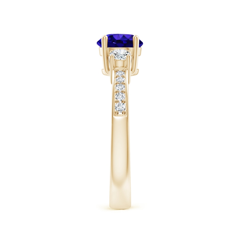 6mm AAAA Classic Three Stone Tanzanite and Diamond Ring in Yellow Gold side-2