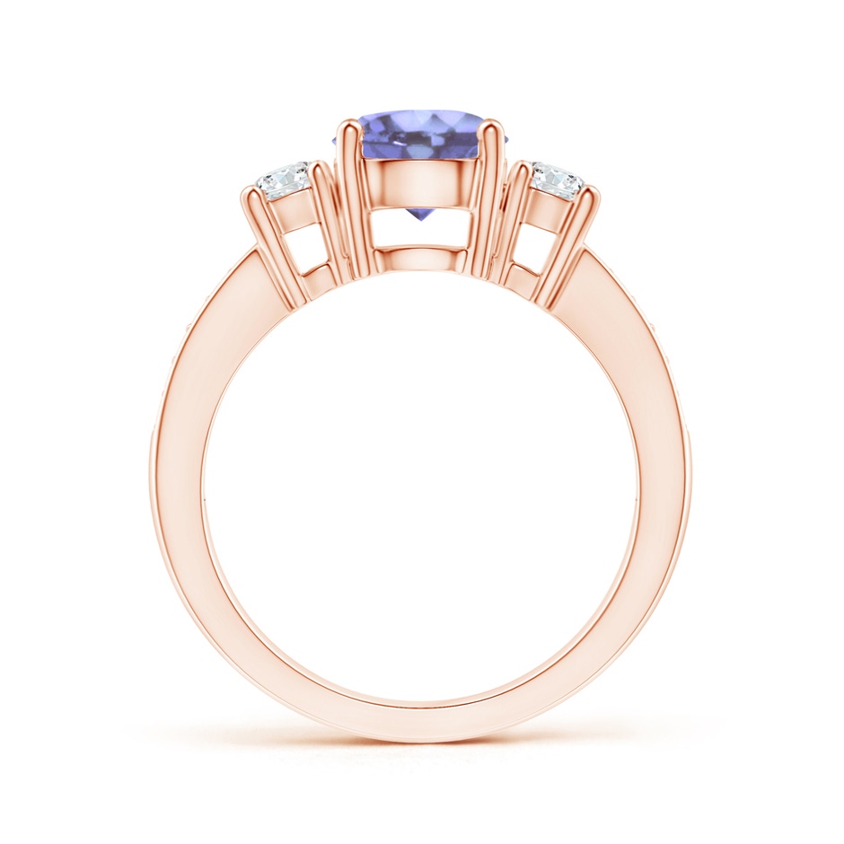 7mm A Classic Three Stone Tanzanite and Diamond Ring in Rose Gold side-1