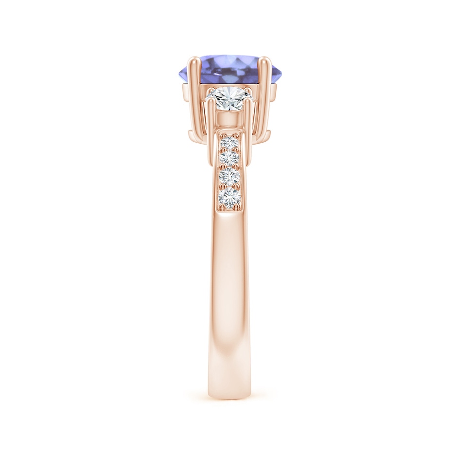 7mm A Classic Three Stone Tanzanite and Diamond Ring in Rose Gold side-2