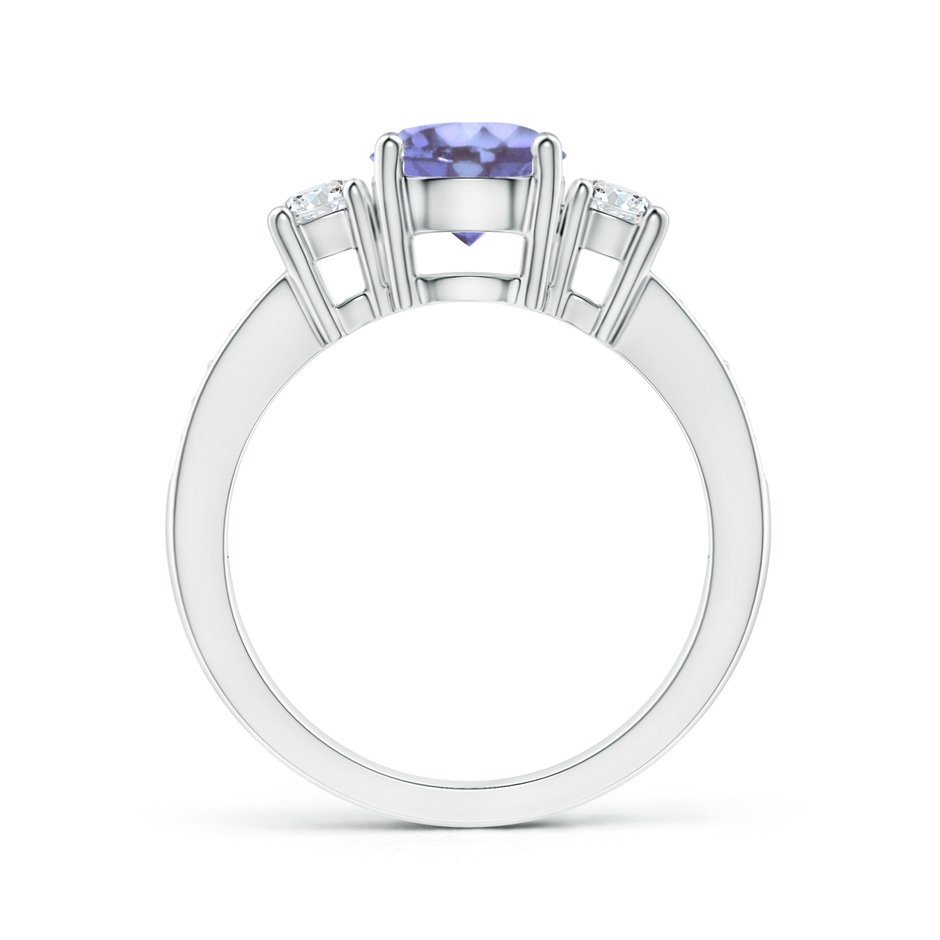 7mm A Classic Three Stone Tanzanite and Diamond Ring in White Gold side-1