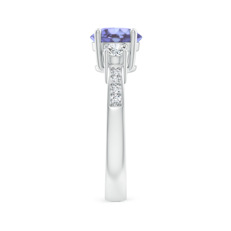 7mm A Classic Three Stone Tanzanite and Diamond Ring in White Gold side-2