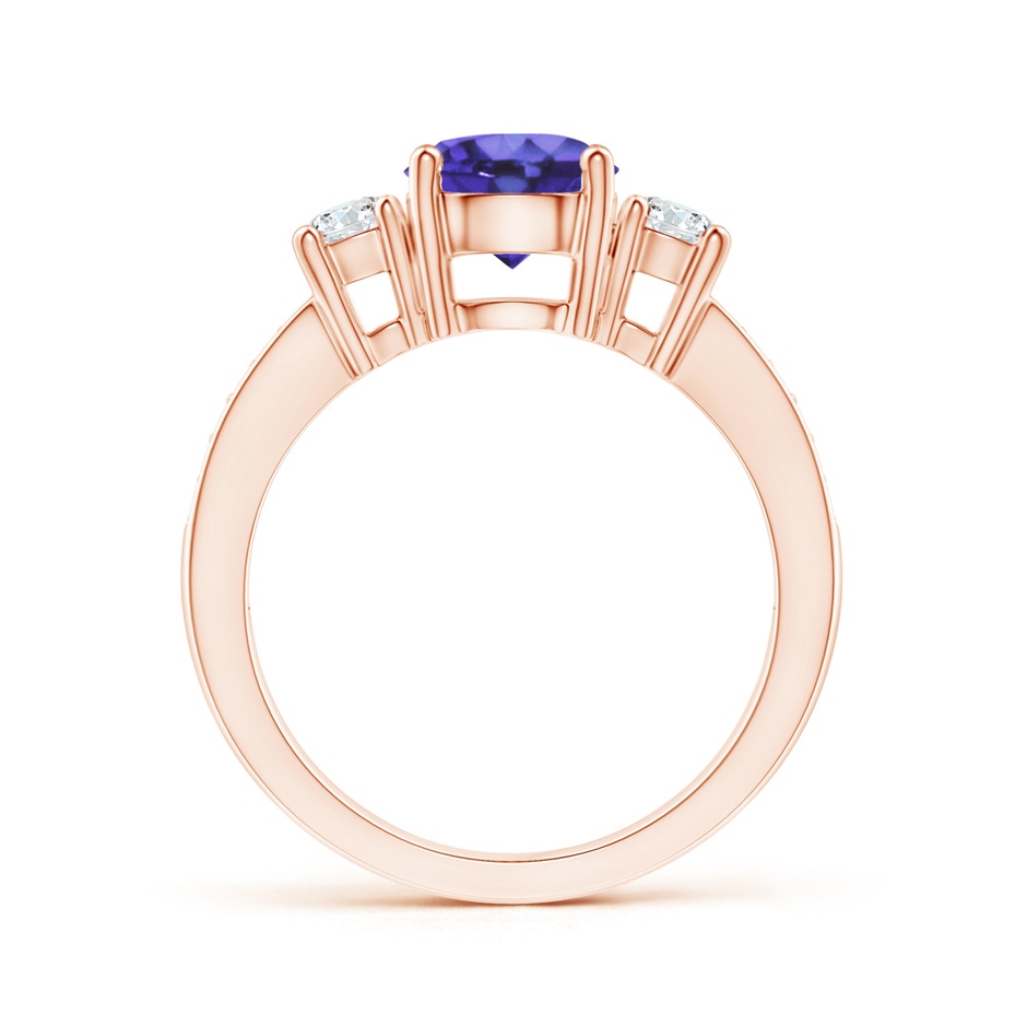 7mm AA Classic Three Stone Tanzanite and Diamond Ring in Rose Gold side-1