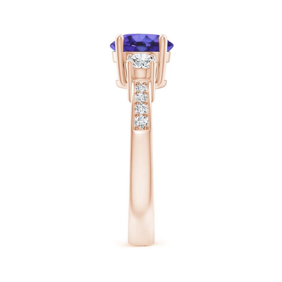 7mm AA Classic Three Stone Tanzanite and Diamond Ring in Rose Gold side-2