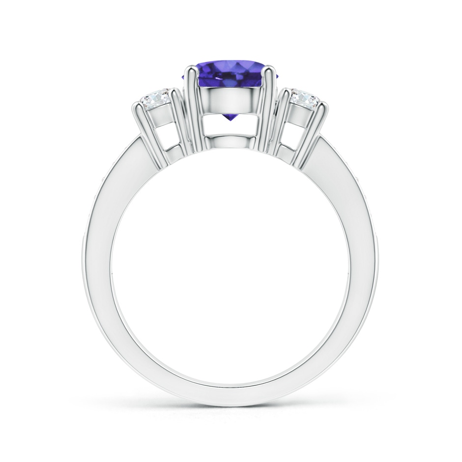 7mm AA Classic Three Stone Tanzanite and Diamond Ring in White Gold side-1