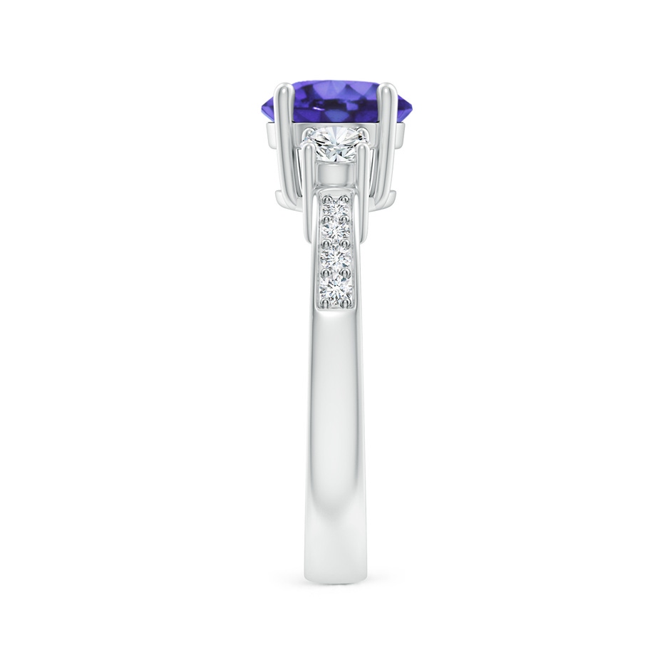 7mm AA Classic Three Stone Tanzanite and Diamond Ring in White Gold side-2