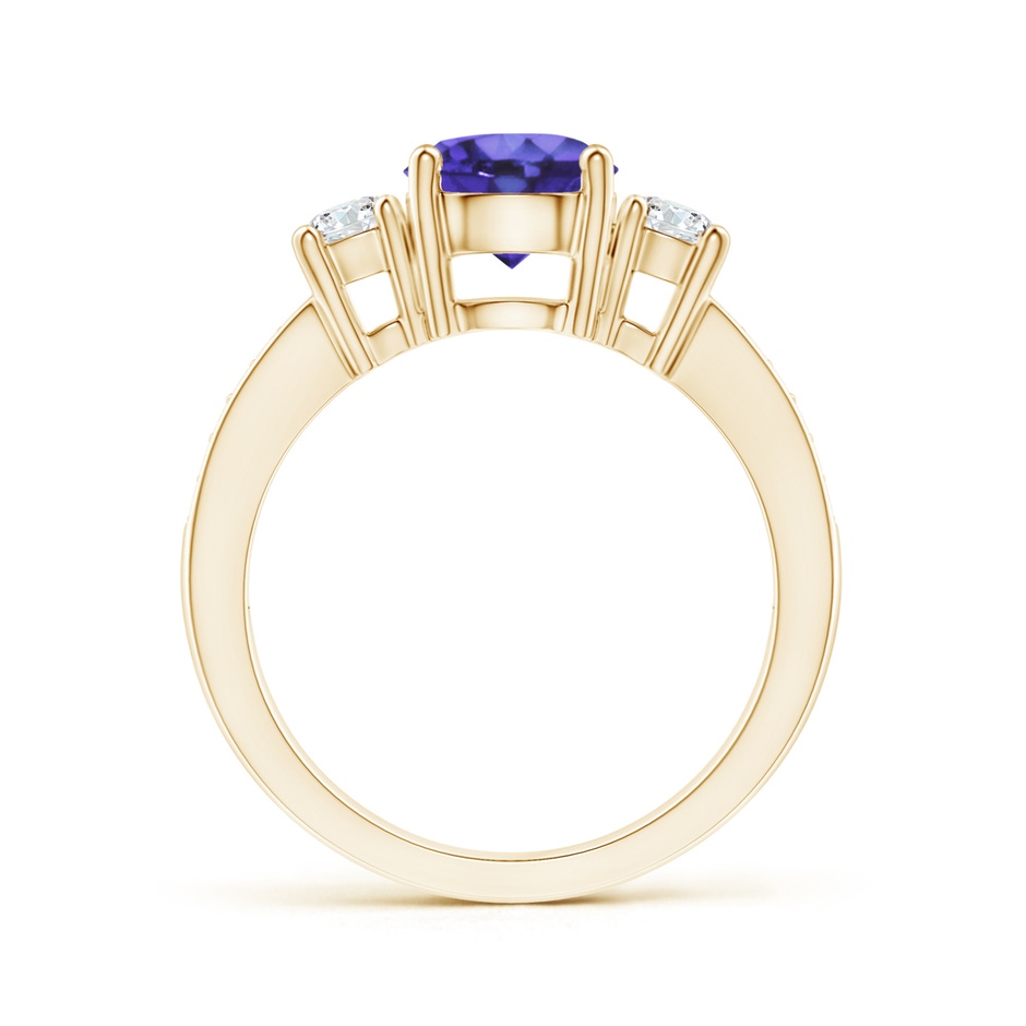 7mm AA Classic Three Stone Tanzanite and Diamond Ring in Yellow Gold side-1