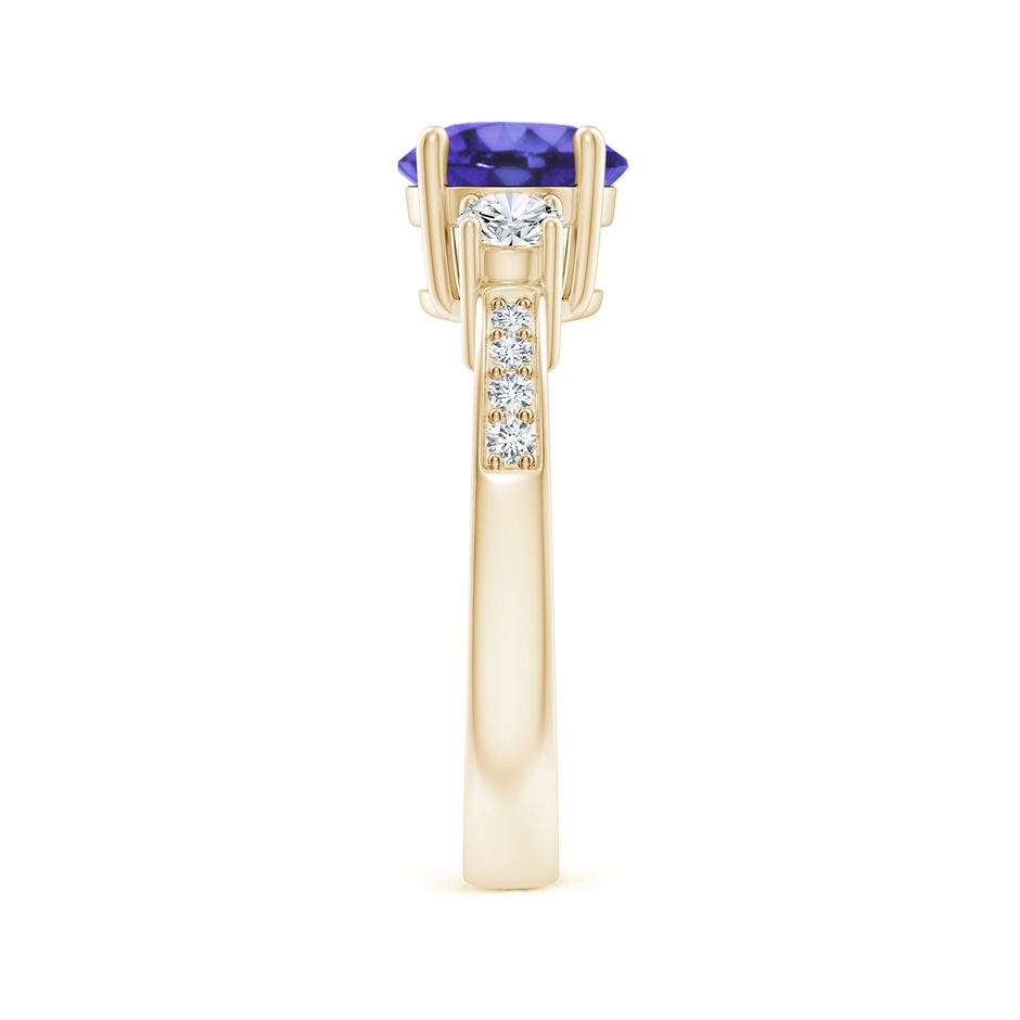 7mm AA Classic Three Stone Tanzanite and Diamond Ring in Yellow Gold side-2