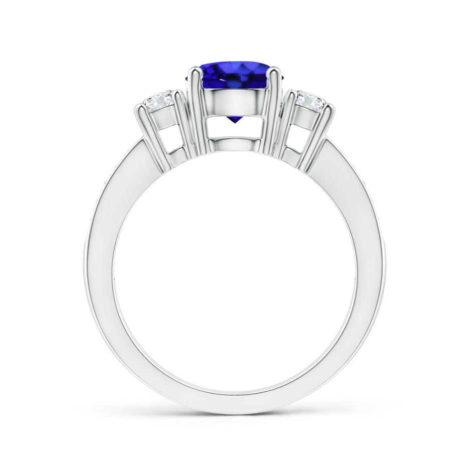 7mm AAA Classic Three Stone Tanzanite and Diamond Ring in P950 Platinum side-1