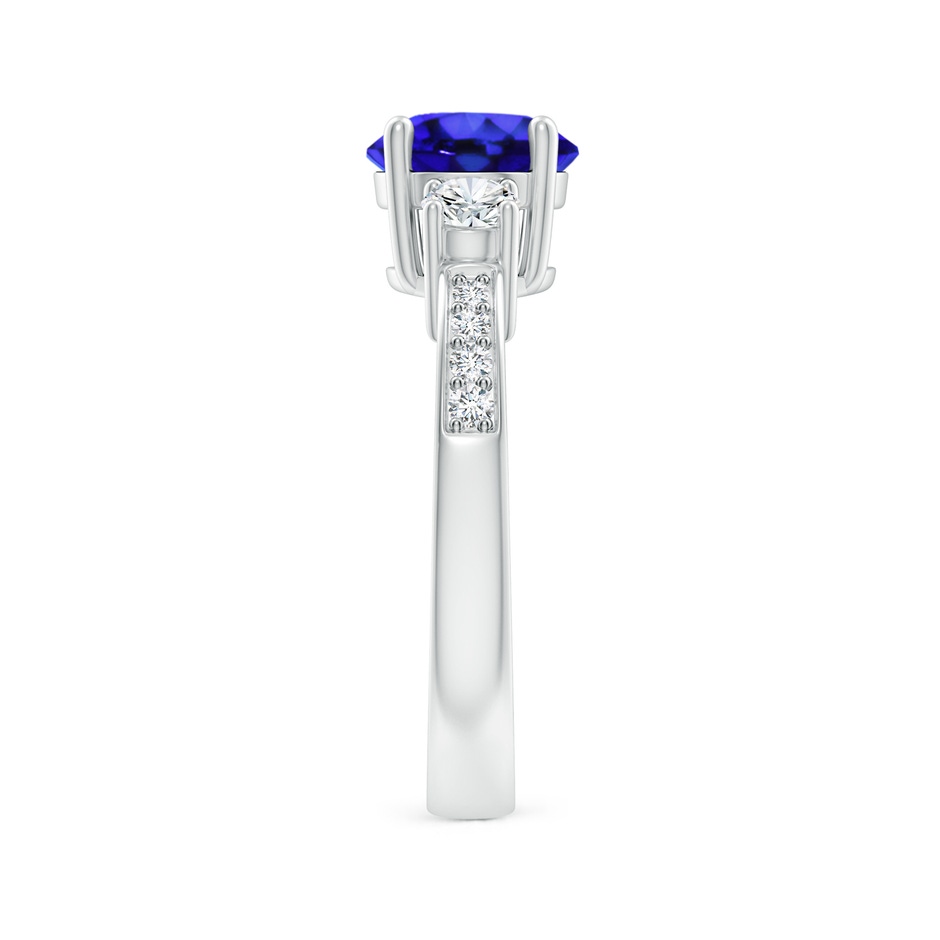 7mm AAA Classic Three Stone Tanzanite and Diamond Ring in White Gold side-2