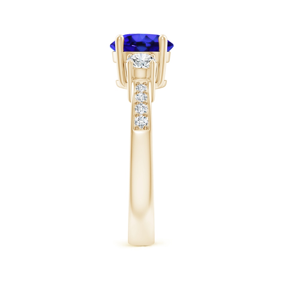7mm AAA Classic Three Stone Tanzanite and Diamond Ring in Yellow Gold side-2